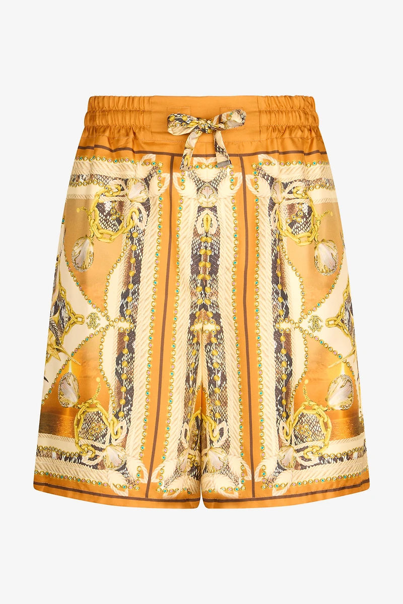 Sunset Print Silk Shorts