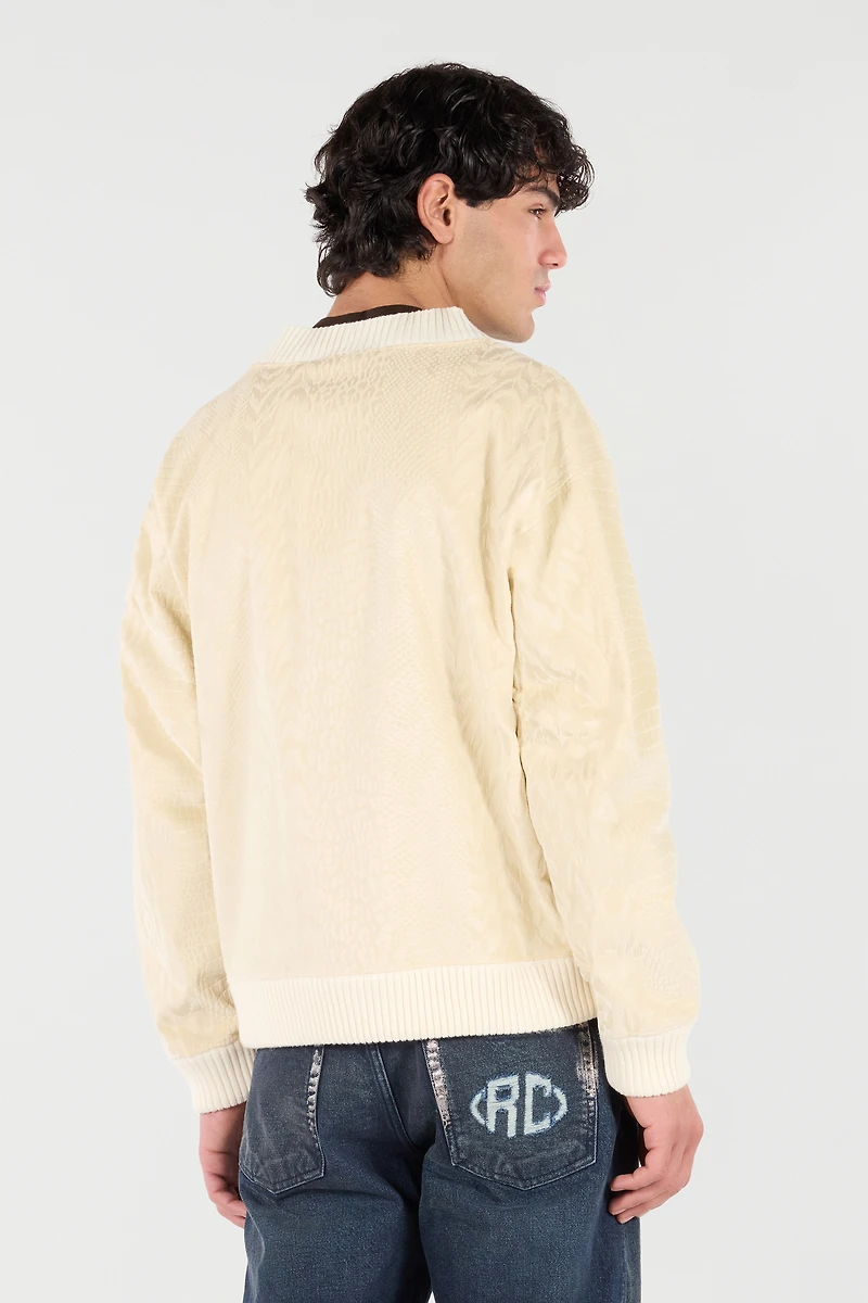 Python-Print Cardigan-Style Sweatshirt