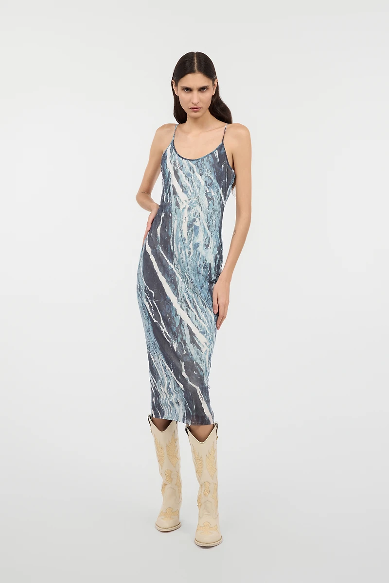 Rubane-Print Midi Dress