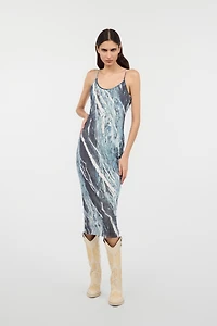 Rubane-Print Midi Dress