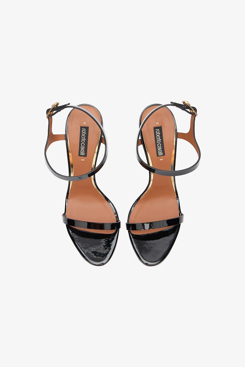Black Patent Leather Sandal With RC Monogram