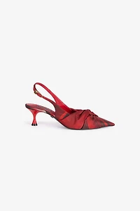 Rose Print Slingbacks With Knotted Detail