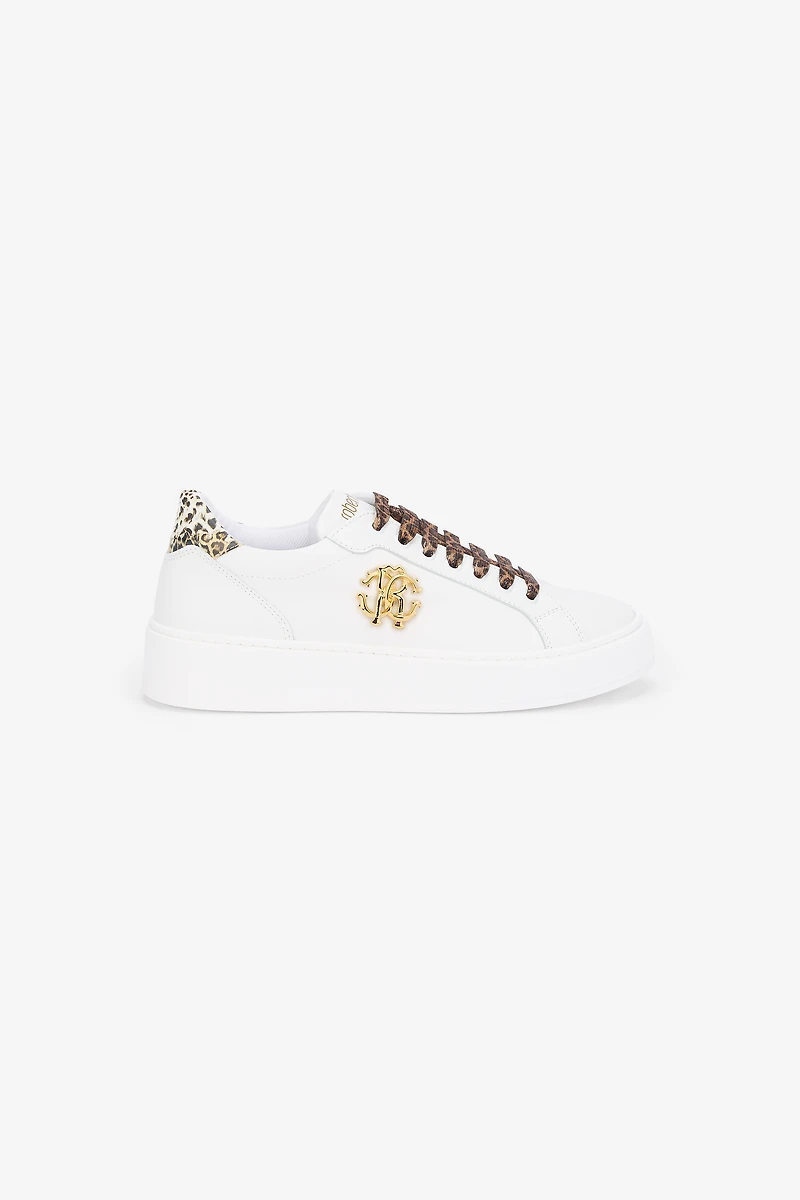 White Sneaker With Leopard Print And RC Monogram