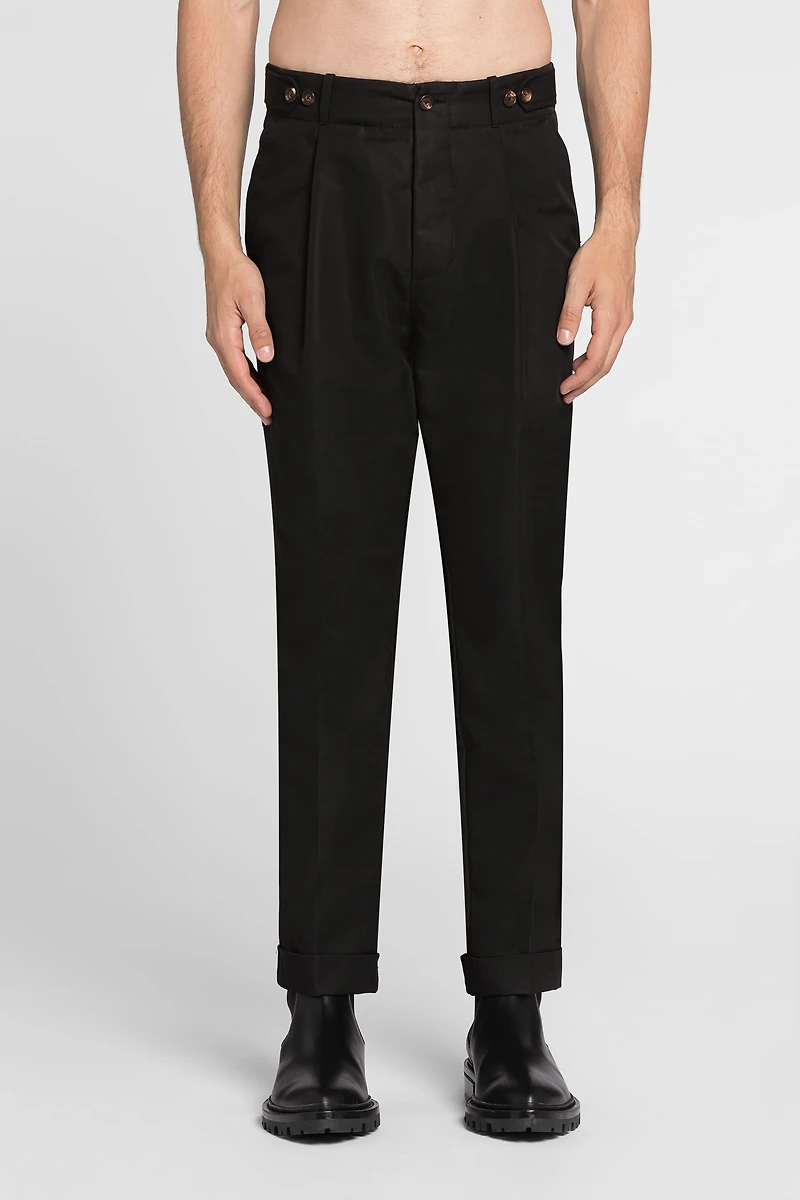 Pleat-detail straight-leg trousers
