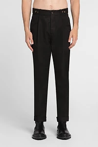 Pleat-detail straight-leg trousers