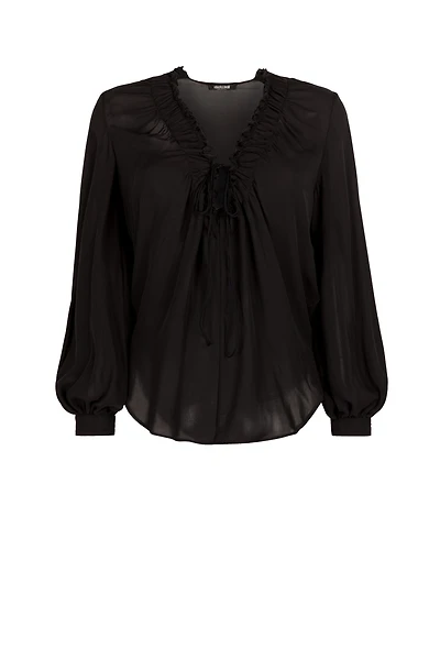 Ruffle-Trim Silk Top