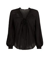 Ruffle-Trim Silk Top