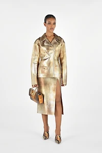 Metallic Effect Biker Jacket