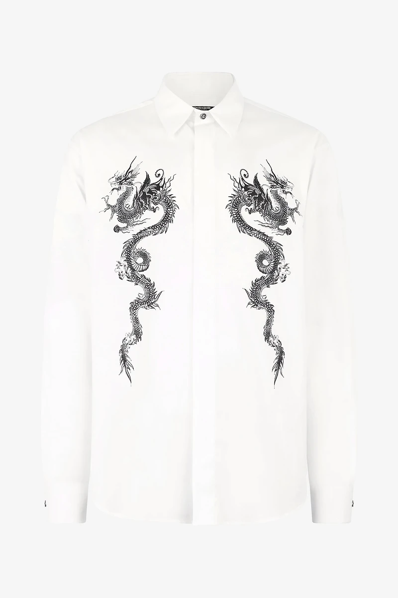Cotton Shirt With Dragons