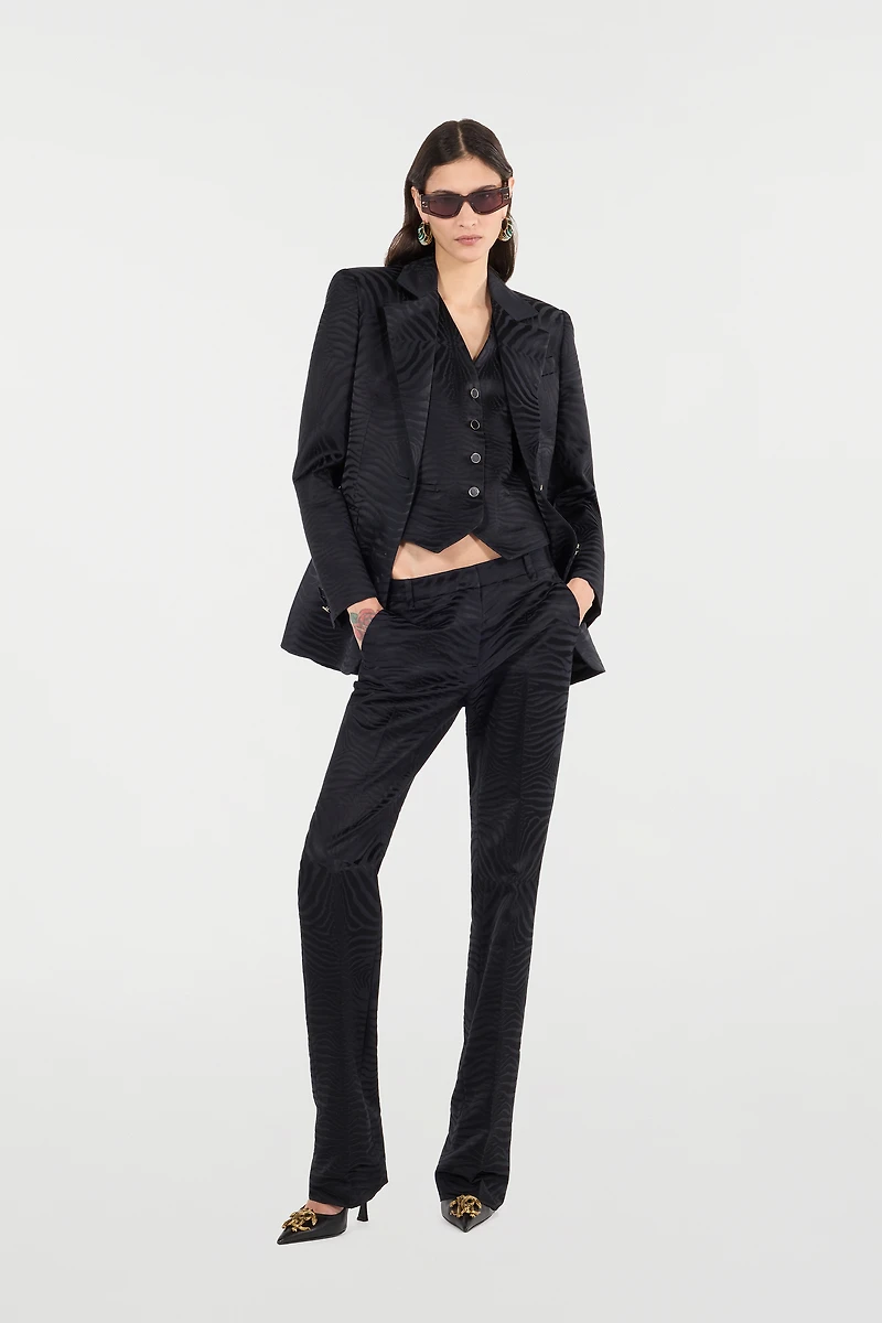 Blazer With Solid-Color Tiger Skin Design