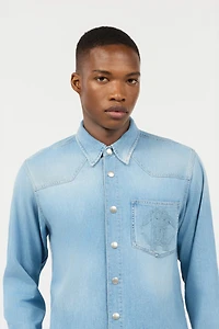 Denim Shirt With Mirror Snake Monogram