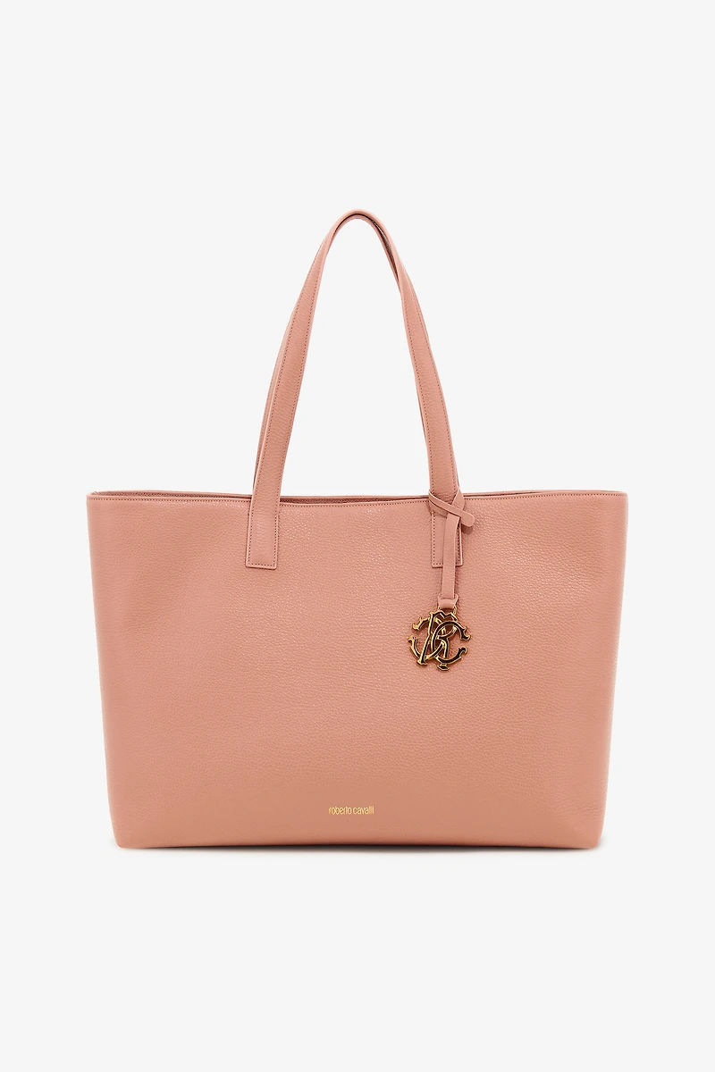 Pink Leather Shopping Bag With RC Monogram