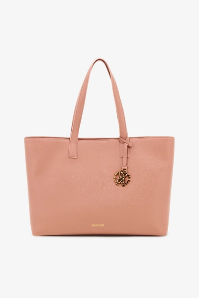 Pink Leather Shopping Bag With RC Monogram