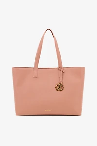 Pink Leather Shopping Bag With RC Monogram