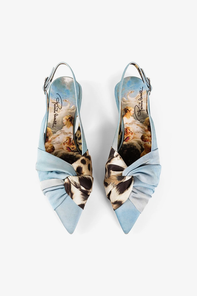 Graphic-print slingback ballerinas