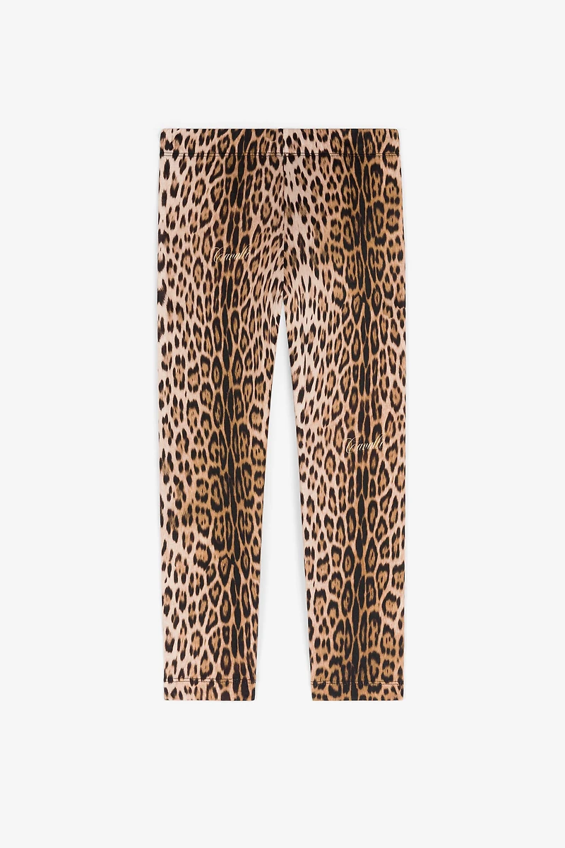 Jaguar-Print Cotton Leggings