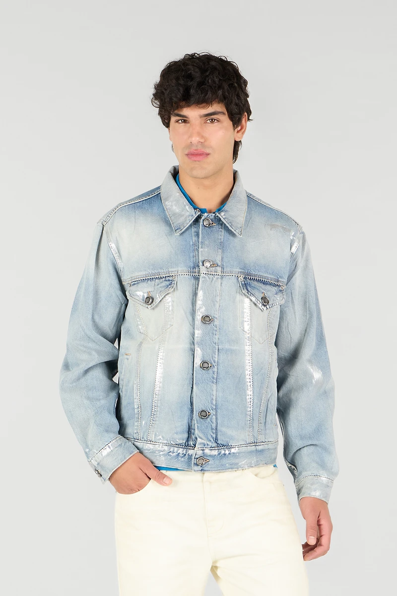 Light Blue Laminated Denim Jacket