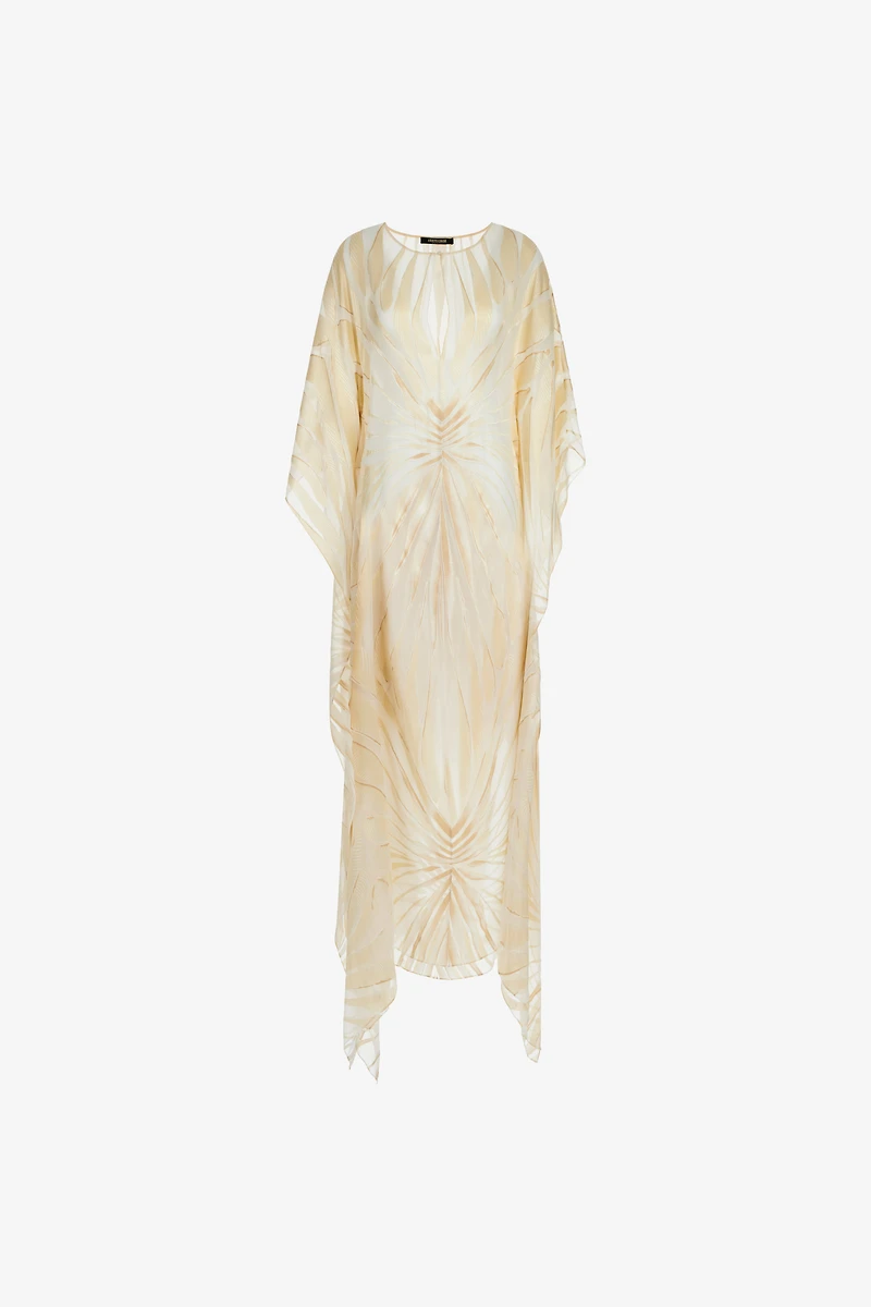 Satin caftan with Ray Of Gold print