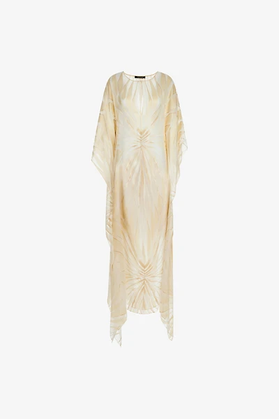 Satin caftan with Ray Of Gold print