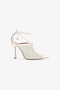 Lace-Up And Openwork Mules