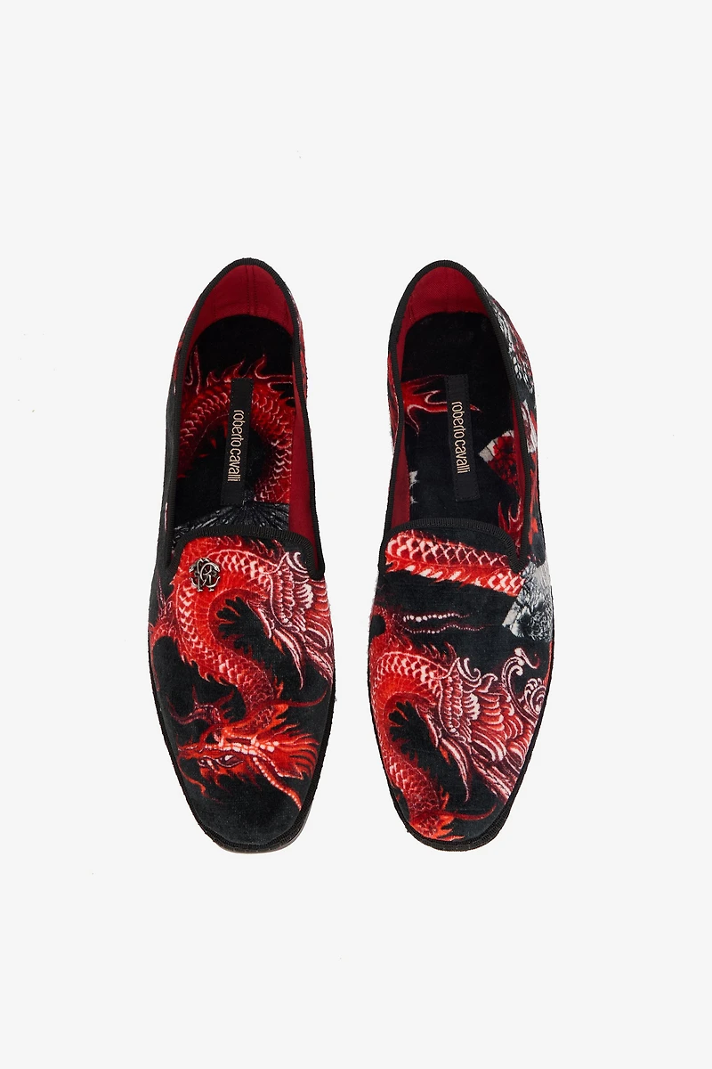 Embroidered Velvet Loafers