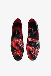 Embroidered Velvet Loafers