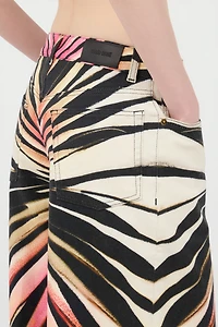 Jeans With Ray Of Pink Print
