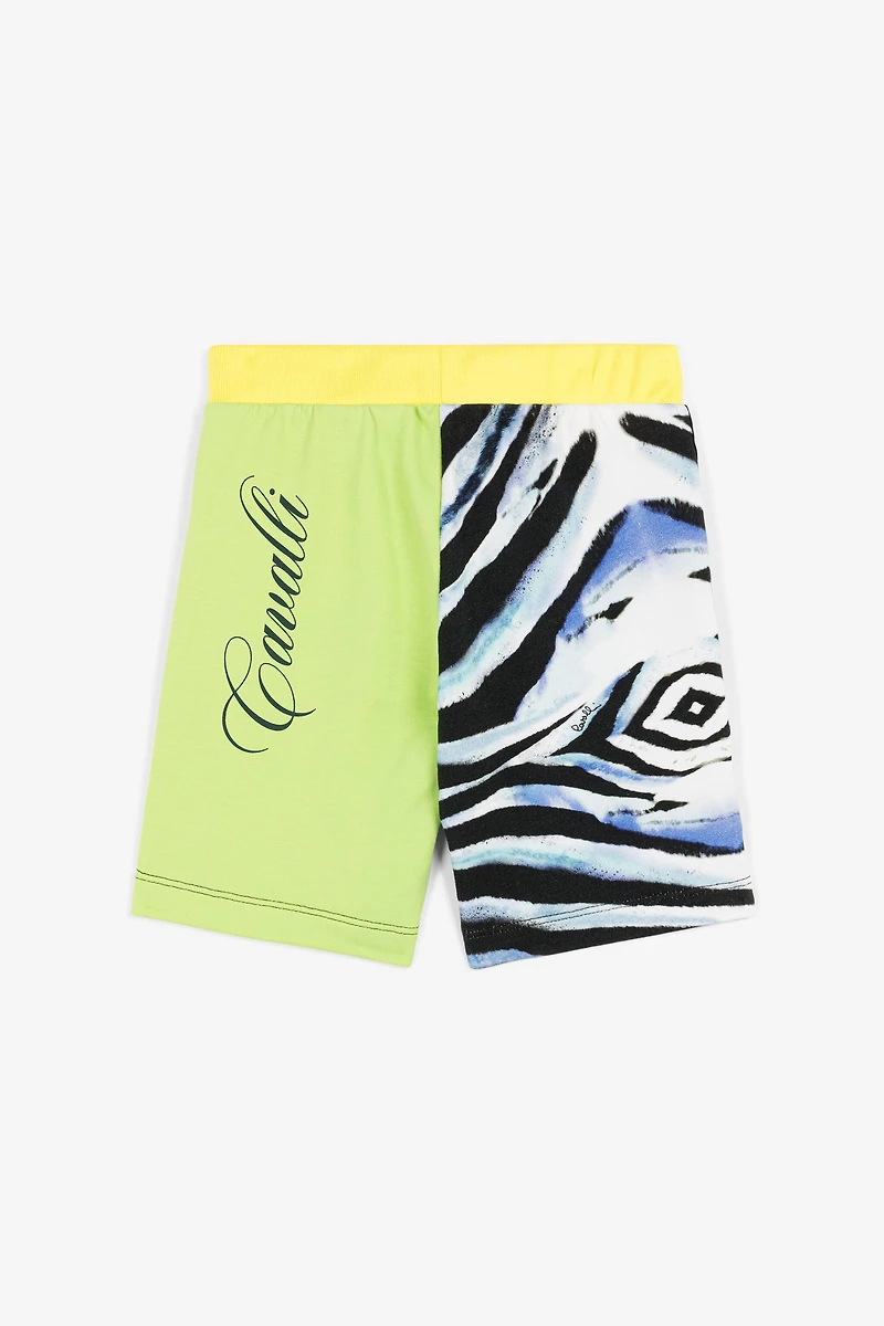 Zebra-Print Logo-Stripe Shorts