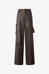 Dark Brown Genuine Leather Pants