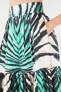 Ray Of Sea Print Cotton Midi Skirt
