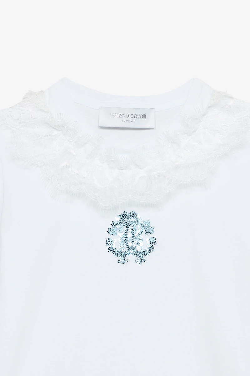 T-Shirt With RC Monogram And Lace