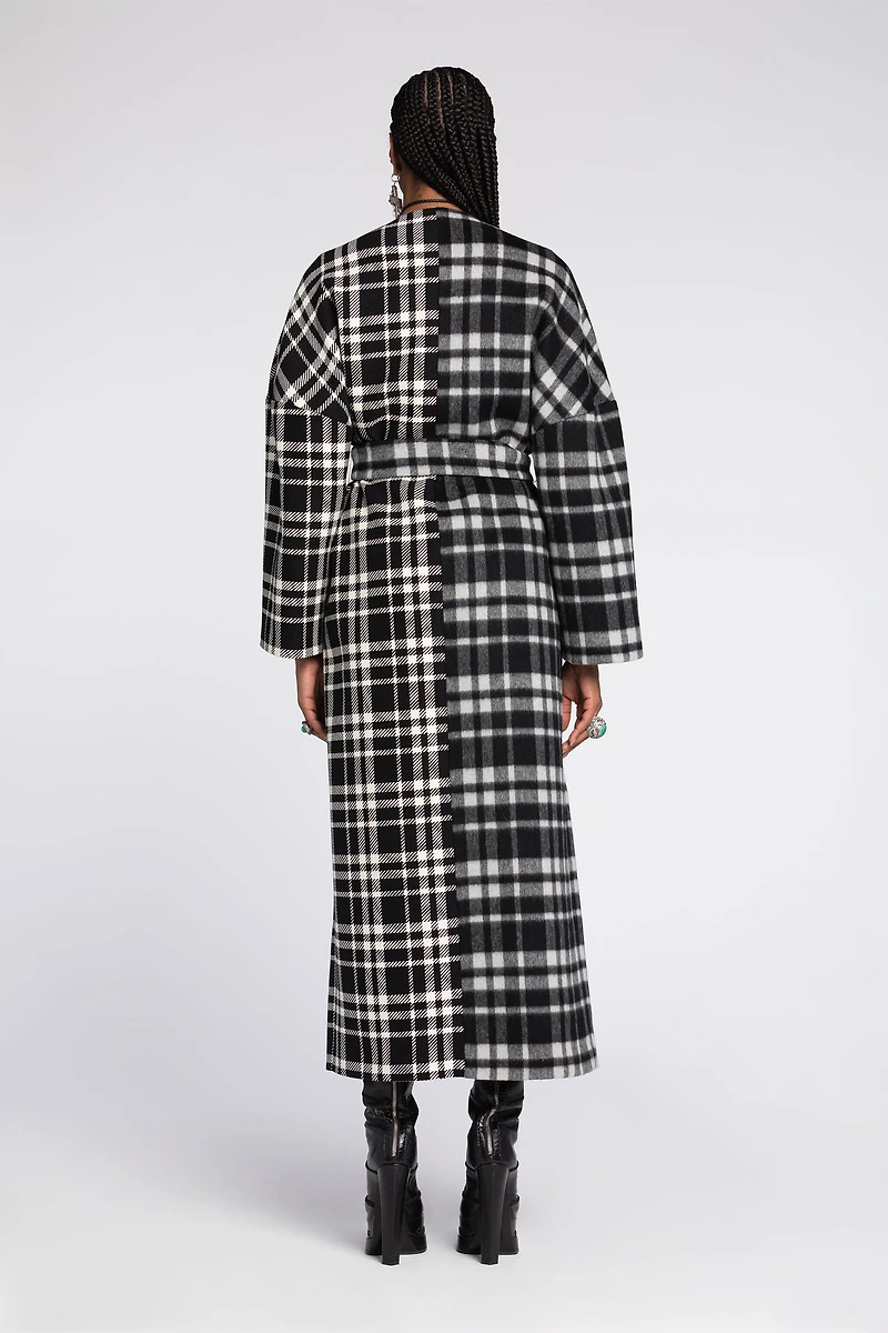 Checked Belted Coat