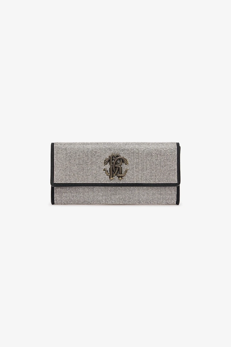 Clutch With Crystals And Mirror Snake Monogram