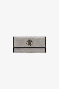 Clutch With Crystals And Mirror Snake Monogram