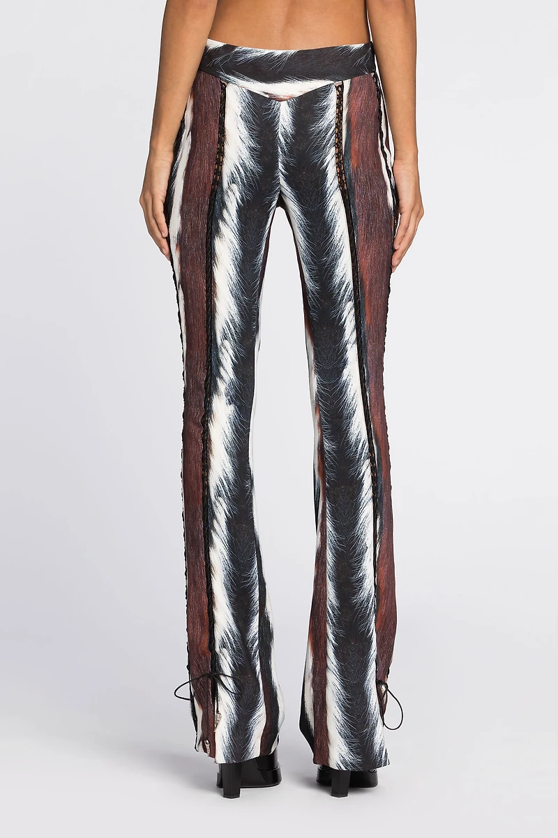 Animal-Print Lace-Up Trousers