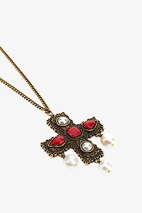 Beaded necklace with cross