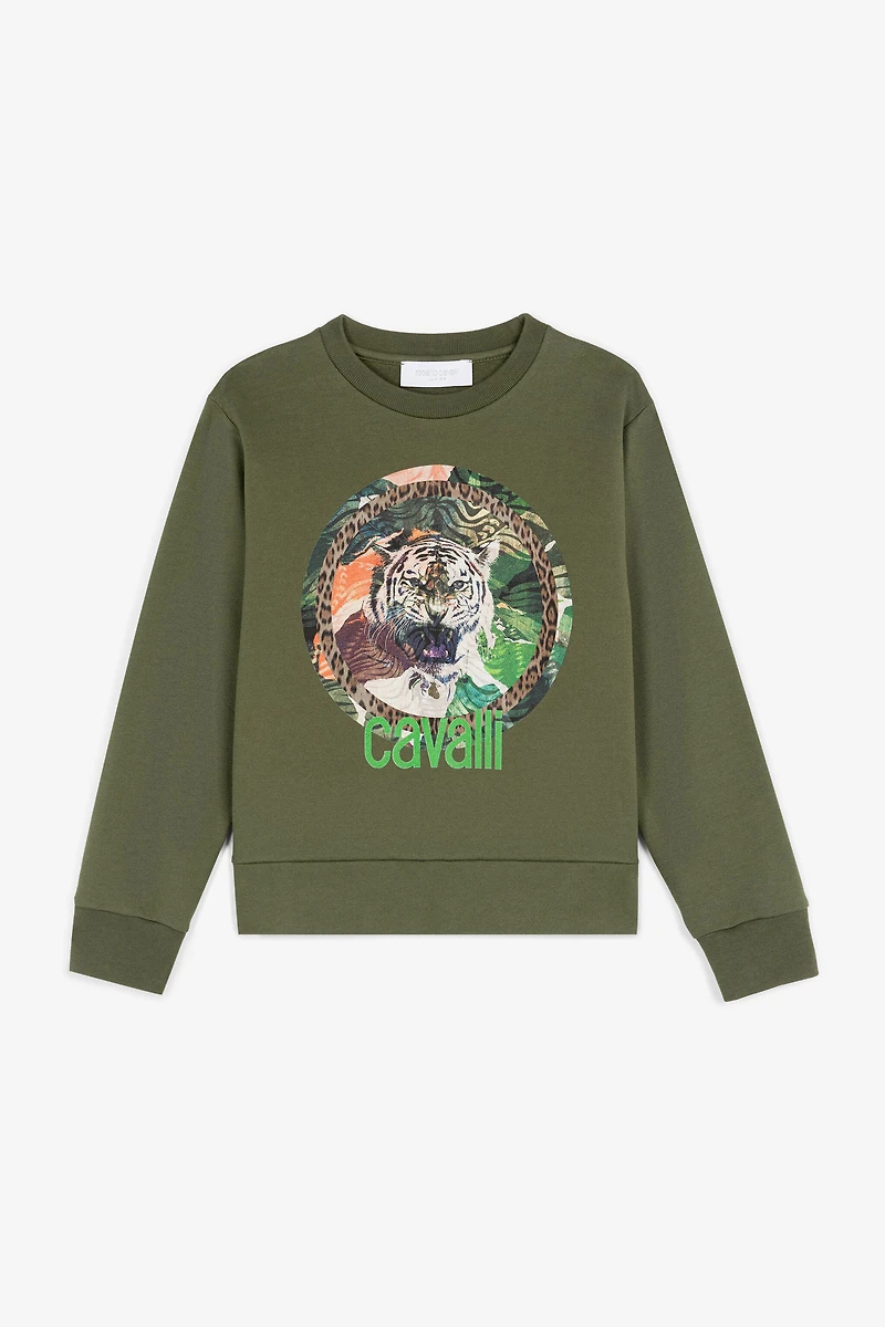 Tiger-Print Cotton Sweatshirt