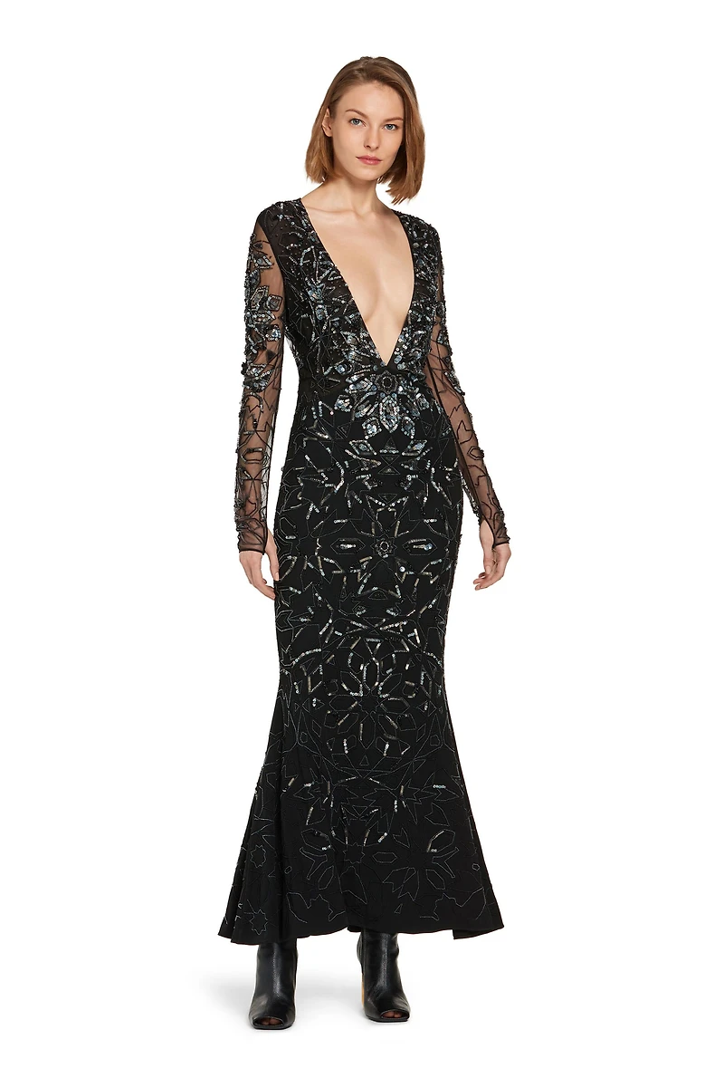 Mosaic embellished fishtail dress