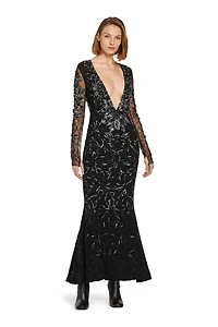 Mosaic embellished fishtail dress