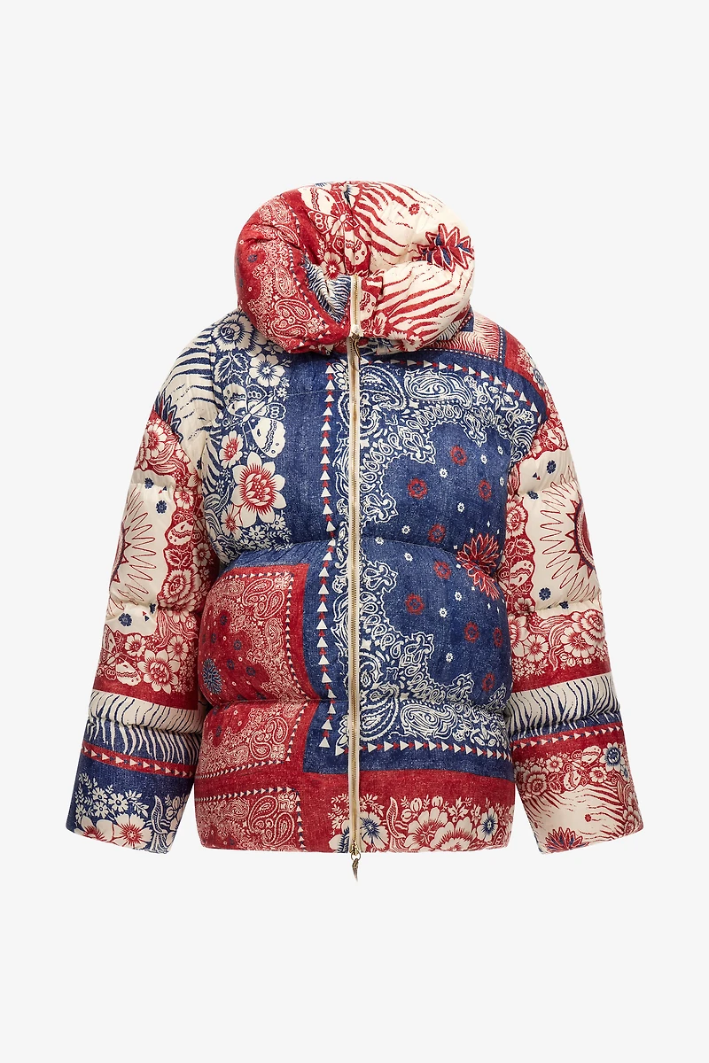 Bandana Print Puffer Jacket