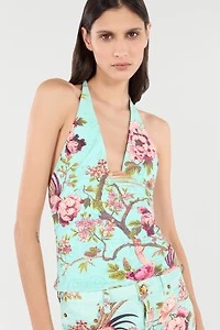 Top With Oriental Bird Print