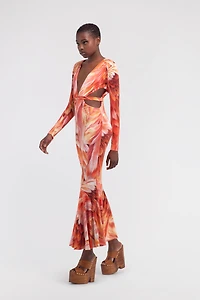 Plumange Print Maxi Dress