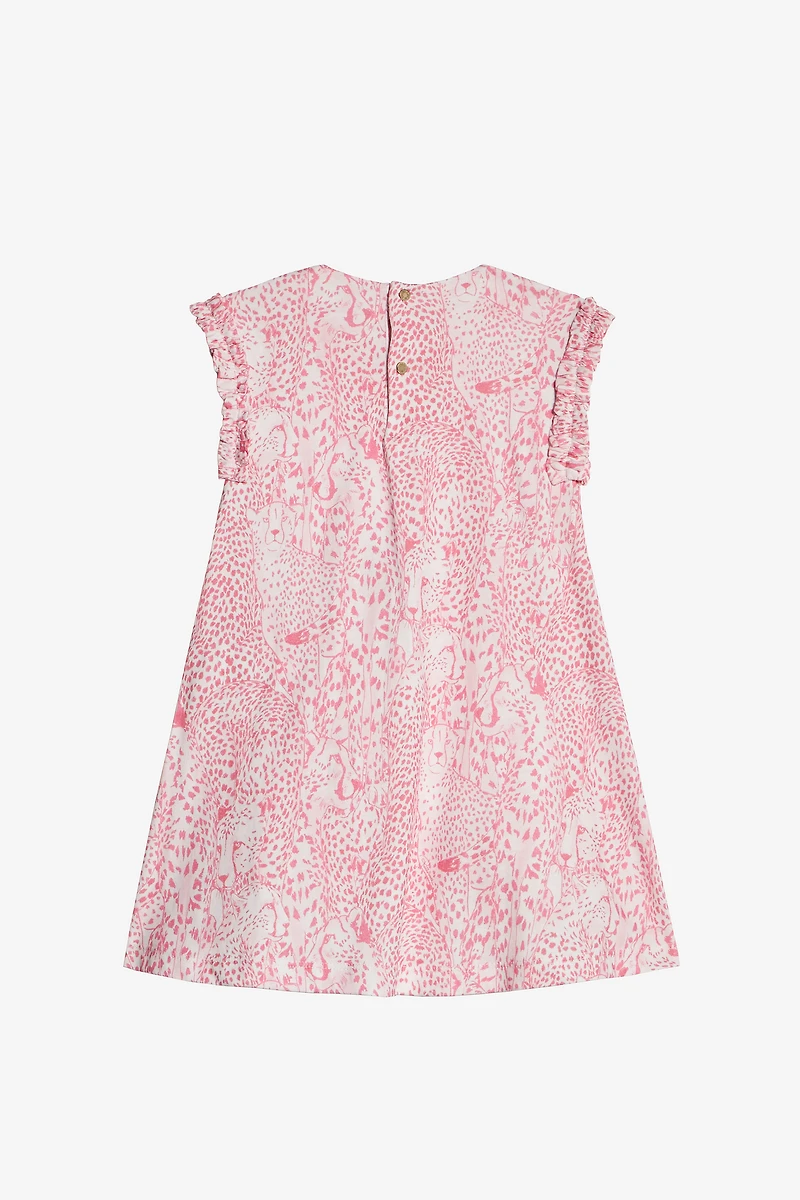 Cotton Dress With Cheetahs And Cheetah Skin
