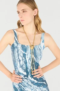 Marble-Print Midi Dress