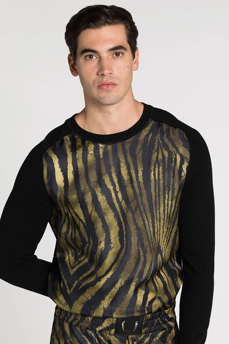 Freedom-Print Panelled Sweater