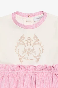 Milk White Dress with Baby Pink Floral Print