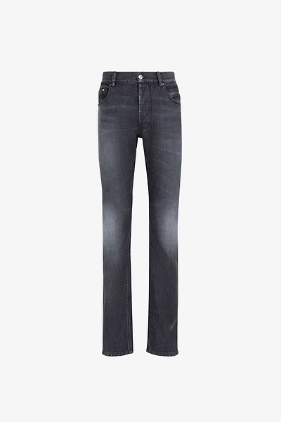Mirror Snake-Embroidered Slim-Fit Jeans
