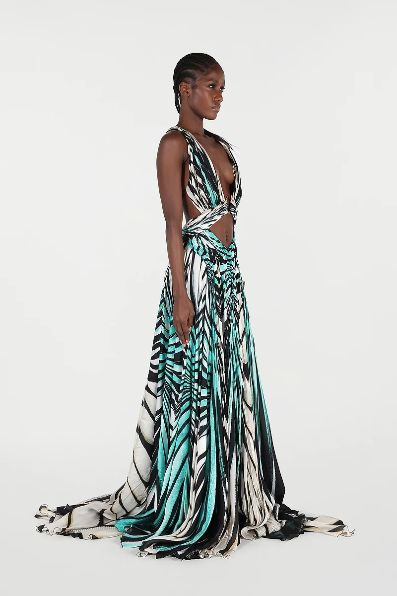 Ray Of Sea Print Maxi Dress Silk