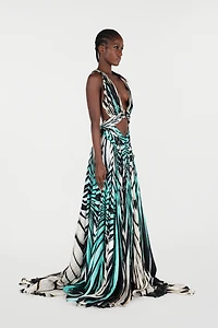 Ray Of Sea Print Maxi Dress Silk