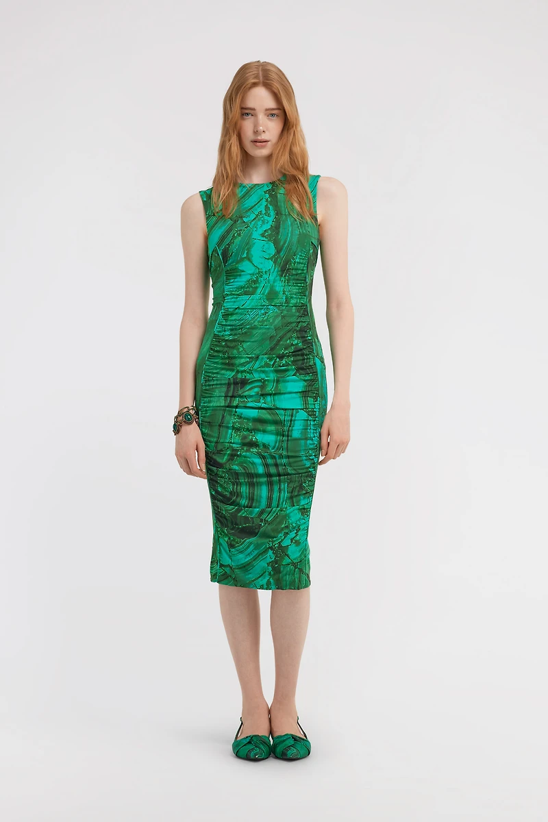 Malachite Print Midi Dress
